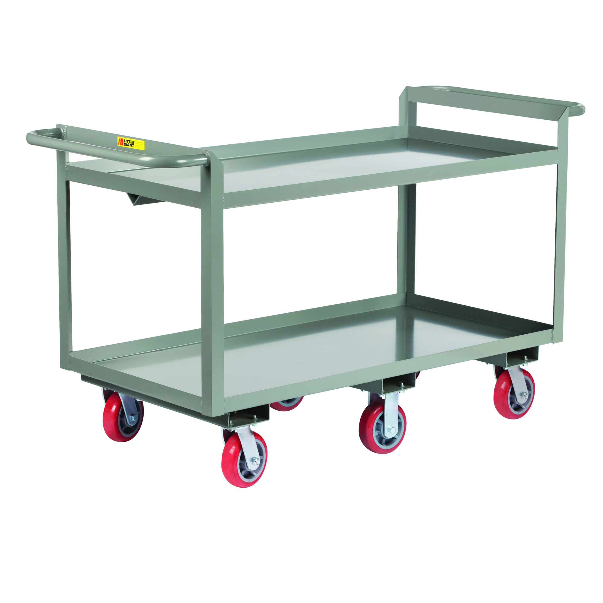 Little Giant Double-Handled Heavy-Duty Shelf Truck - 24in. x 36in., 3600-Lb. Capacity, 2 Shelves, Carbon Steel, Model# GL6W2436-6PY-2H